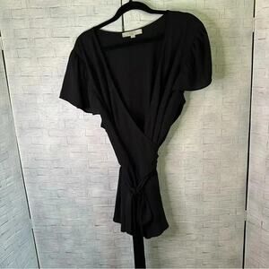 Loft plus black rape blouse true wraparound top plus size